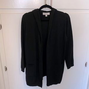 NWOT: Black hooded cardigan, 3/4 sleeve
